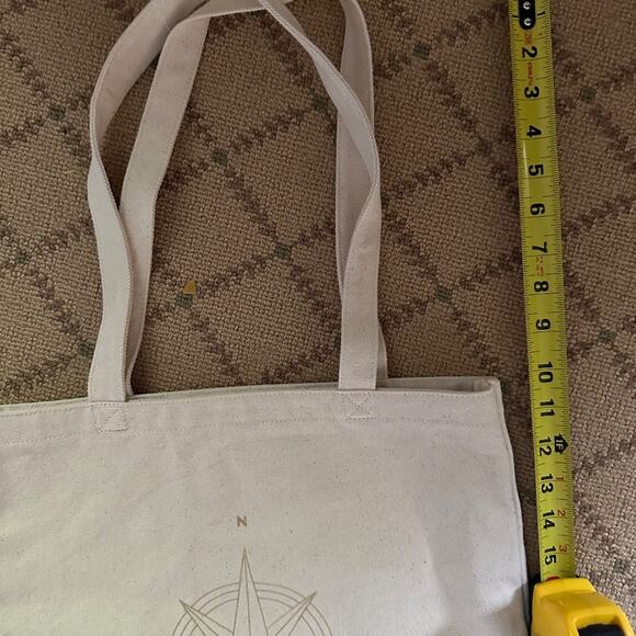 Fringe small canvas tote bag with gold North Star design NWOT - Picture 10 of 12